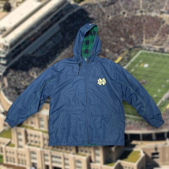 Vintage Notre Dame Crable Sz M Zip Fighting Irish Blanket Lined Mens Coat Jacket - Picture 2 of 16